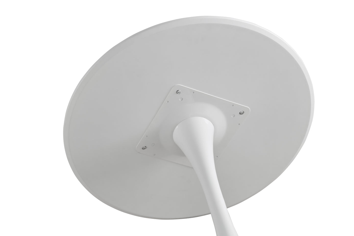 White round table base with central column and mounting plate