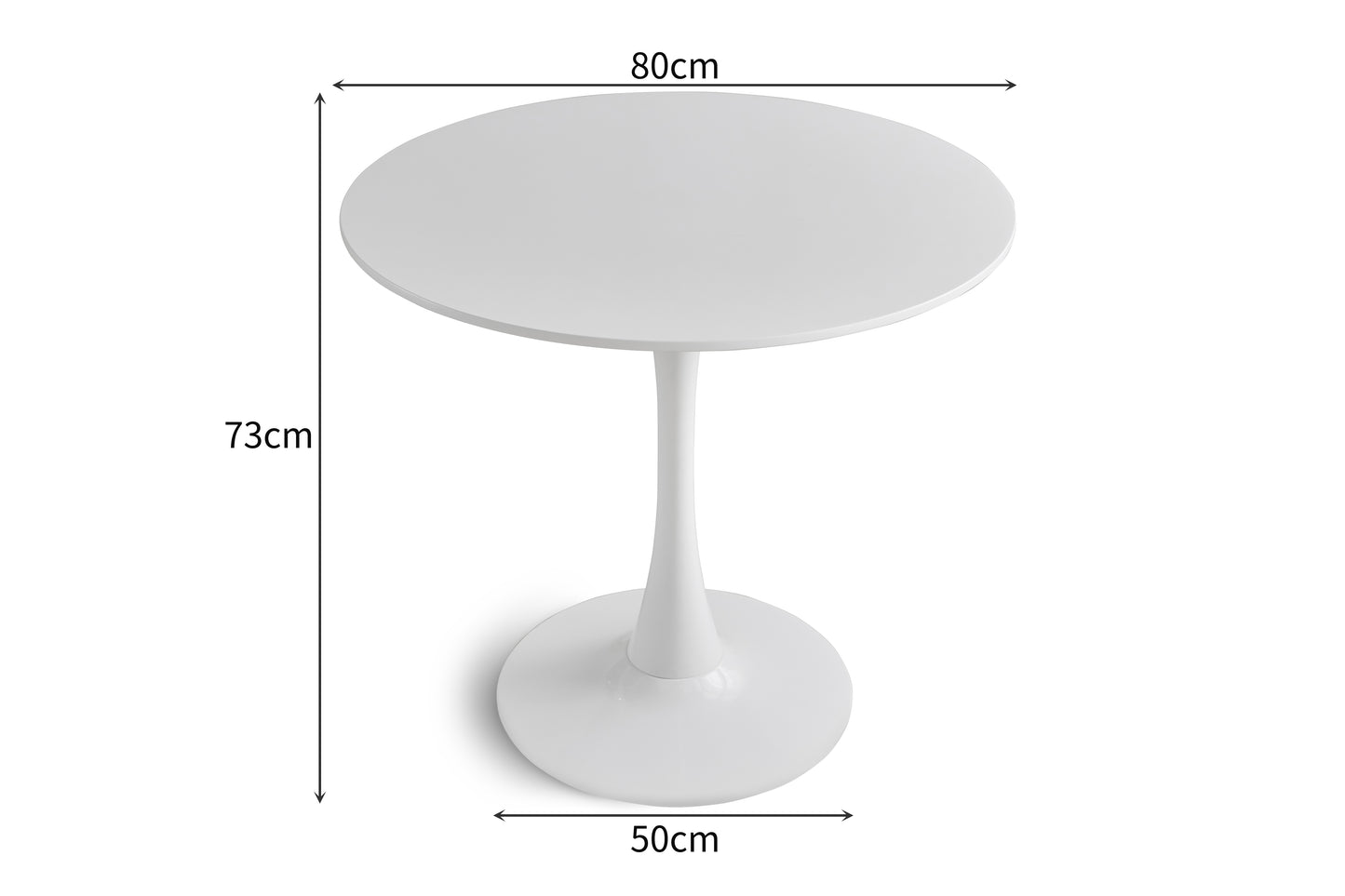White tulip table cm wide cm high with a cm base