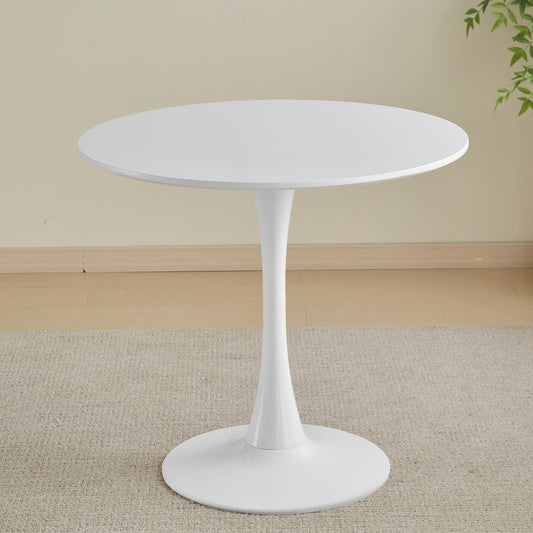 White round dining table with pedestal base