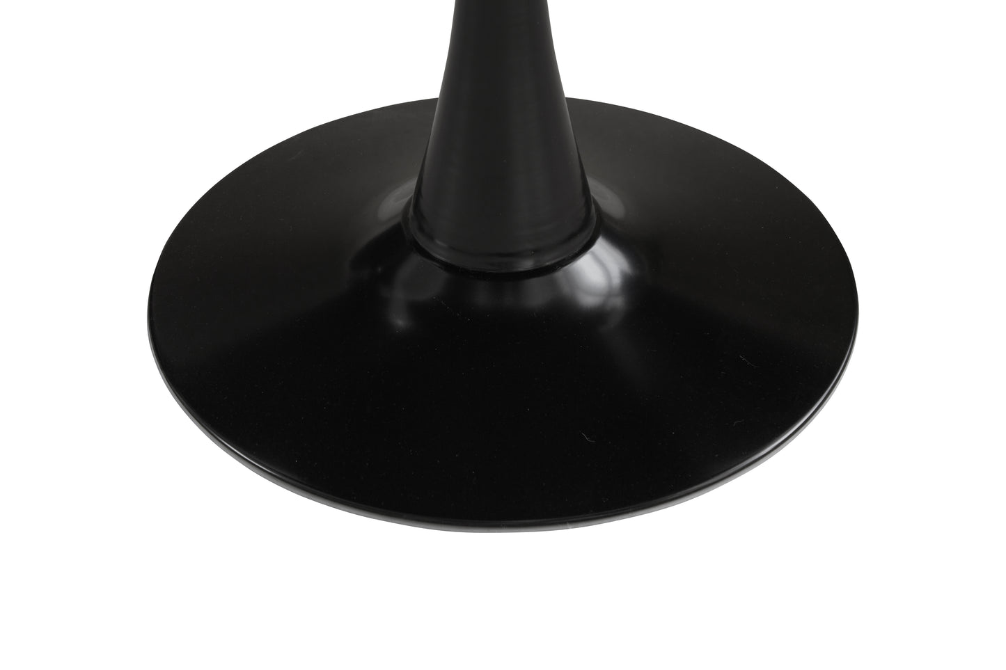 Black metal table base with round pedestal support