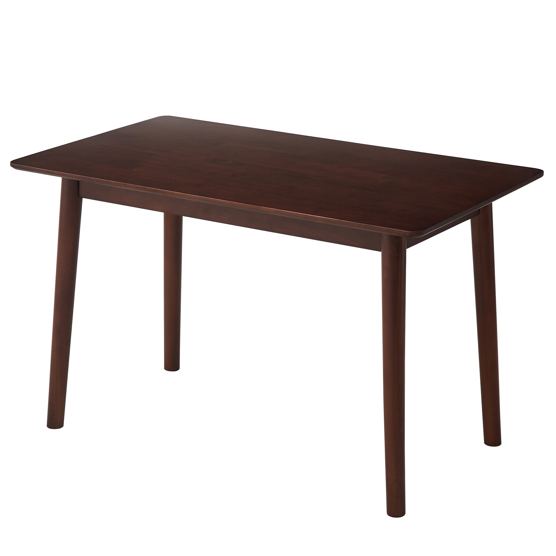 Dark wood dining table with tapered legs