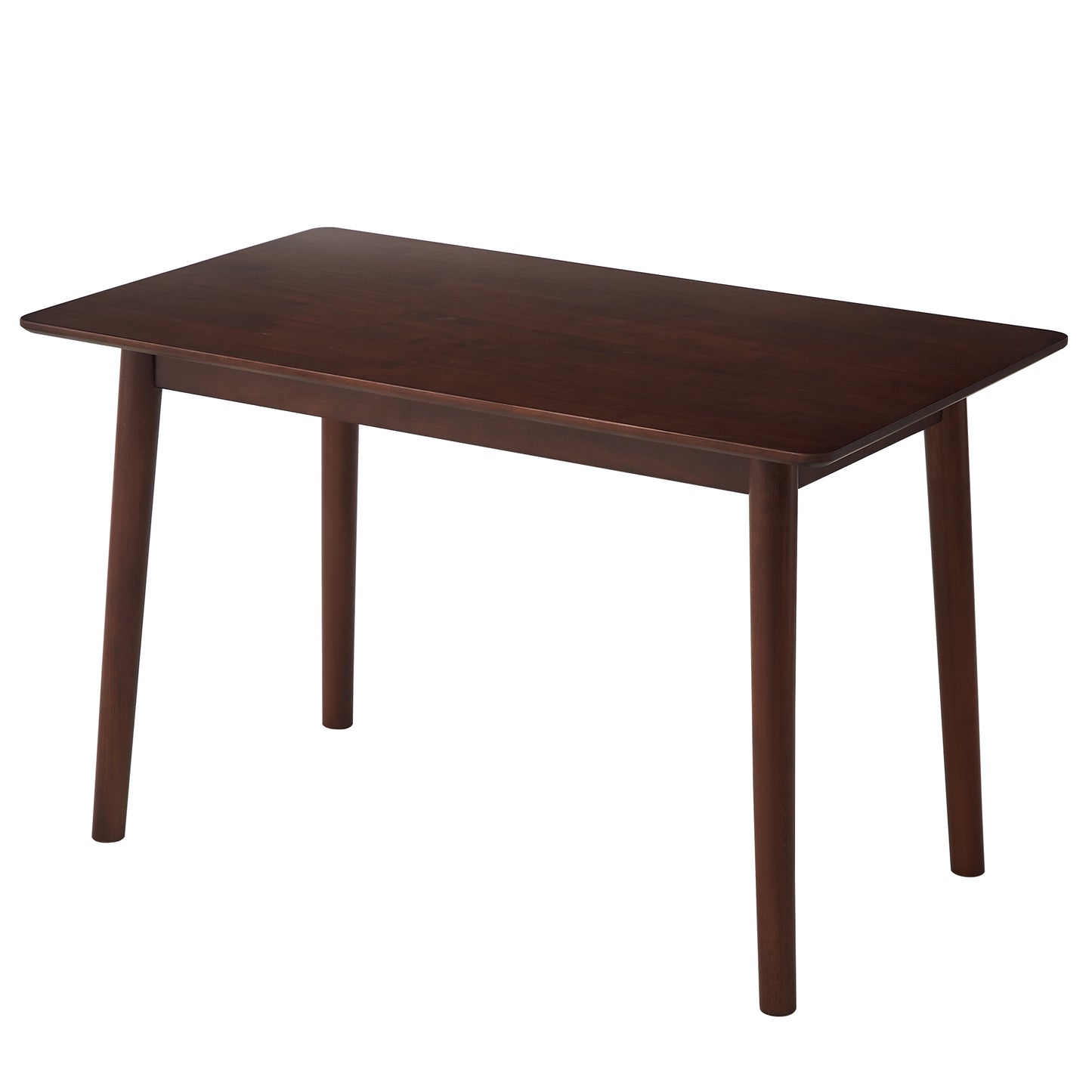 Dark wood dining table with tapered legs