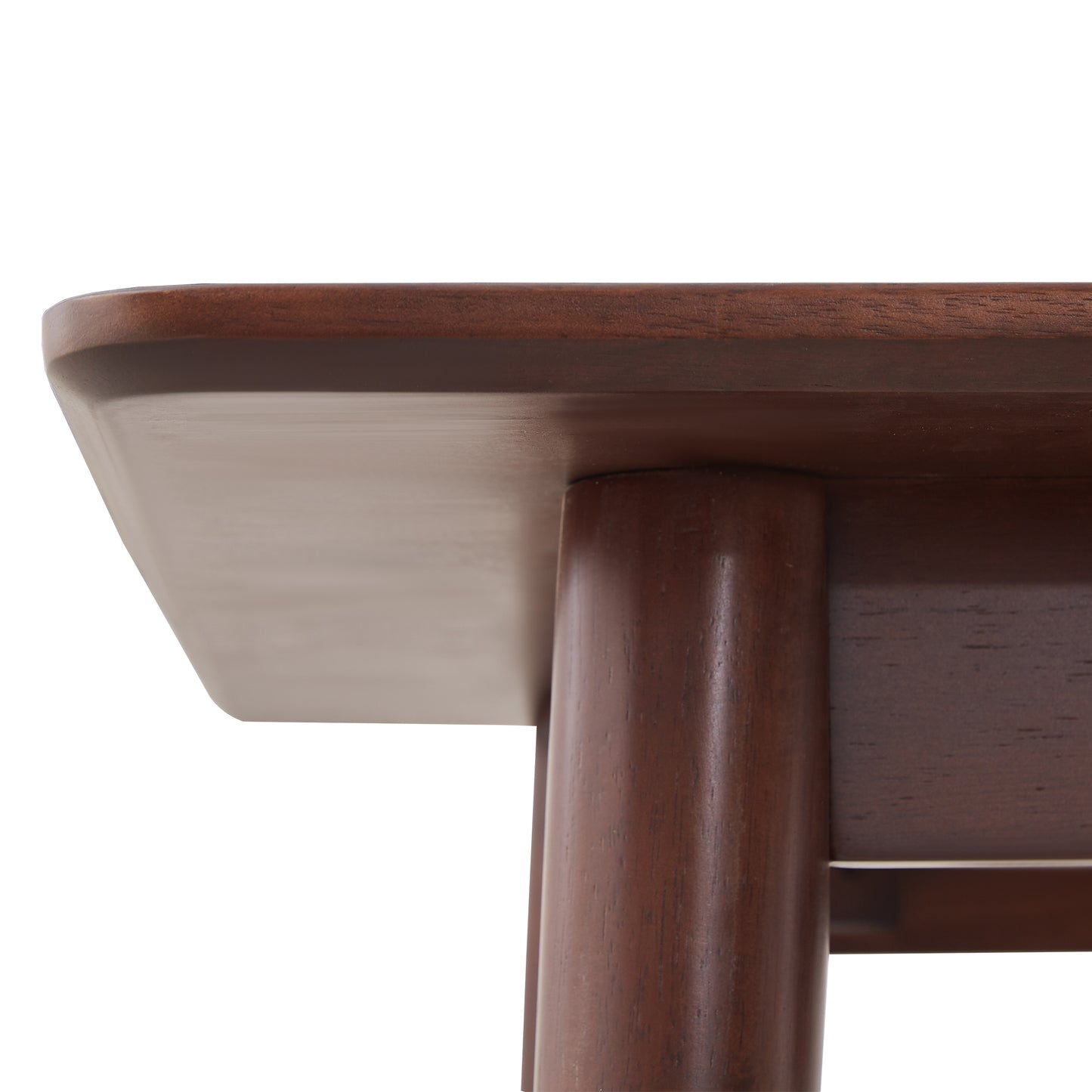 Closeup of a dark wood table leg