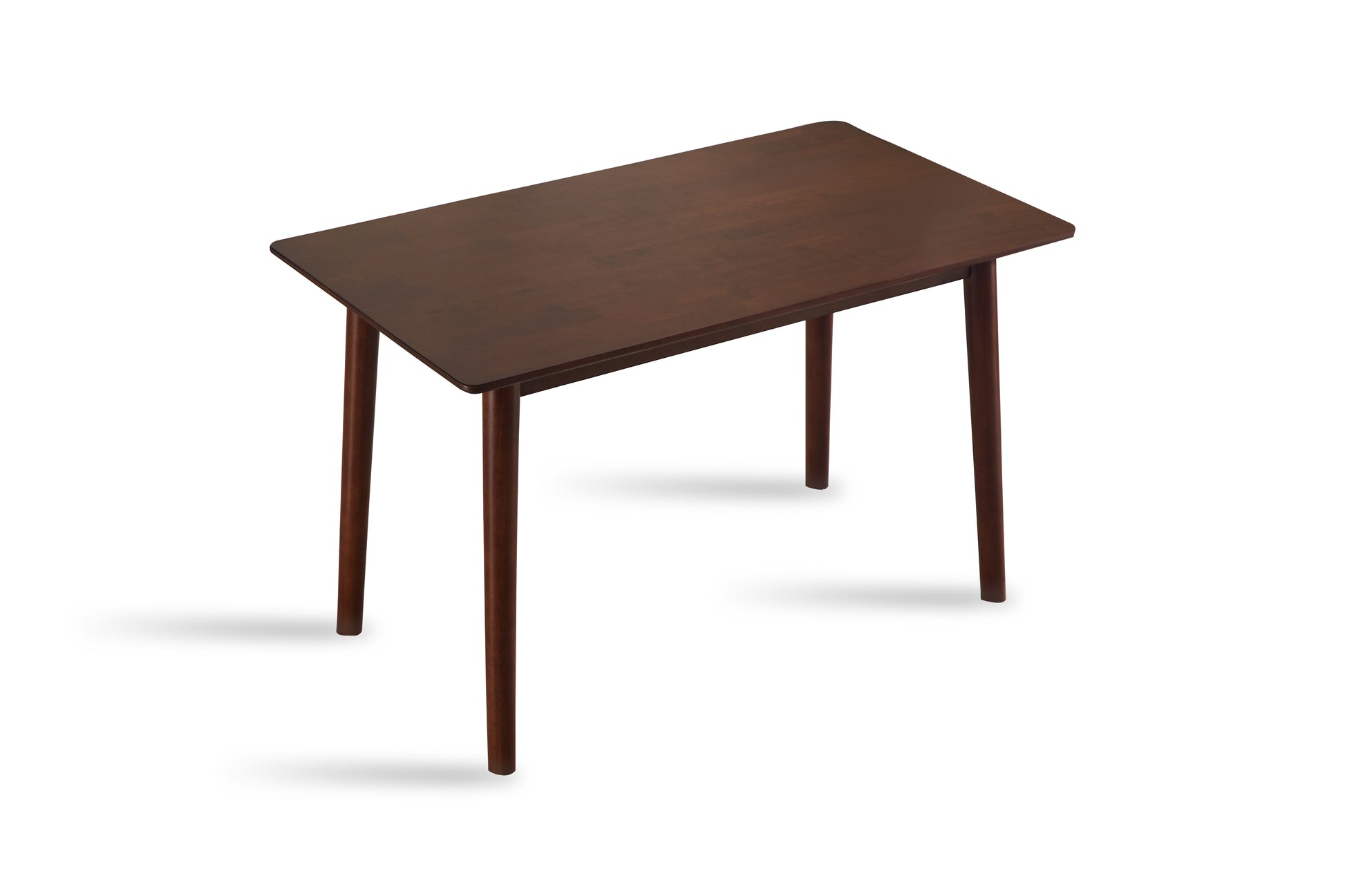 Dark wood rectangular dining table with tapered legs