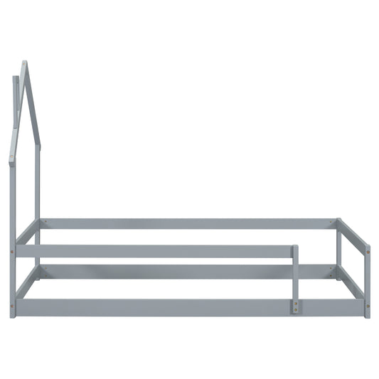 Gray wooden house bed frame