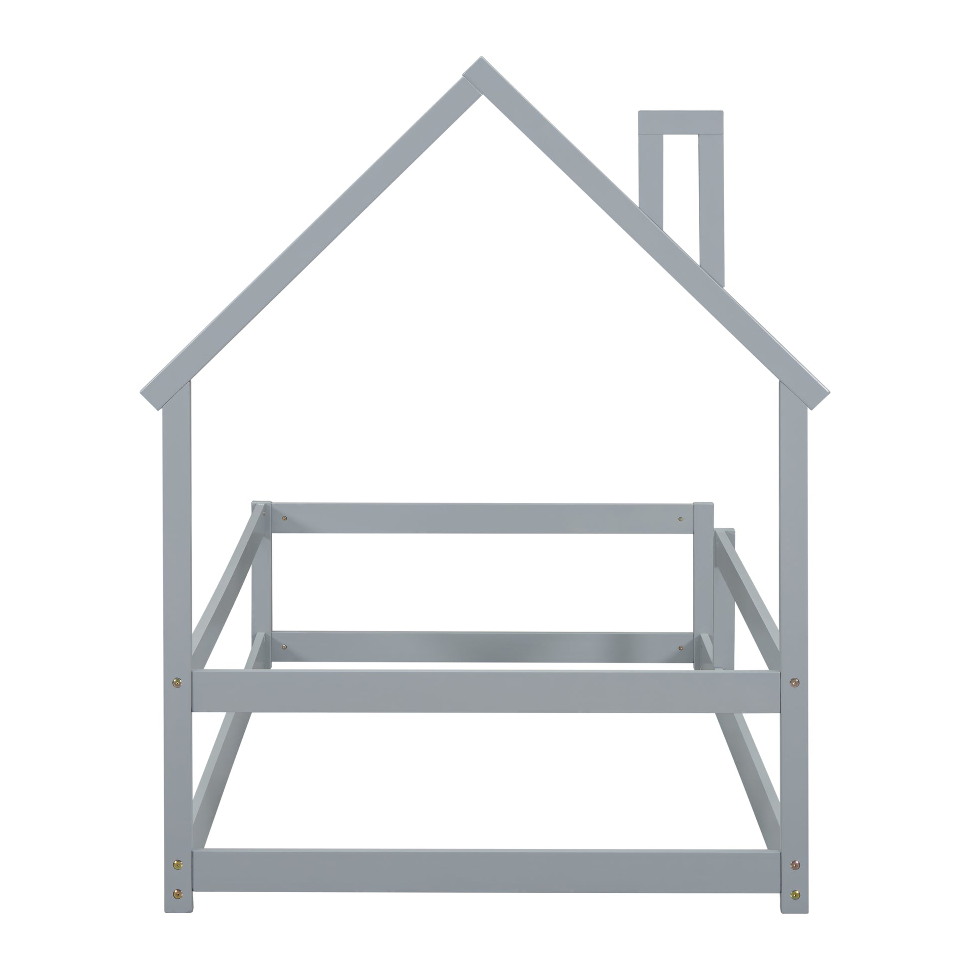 Grey wooden house bed frame with a minimalist design perfect for a childs bedroom