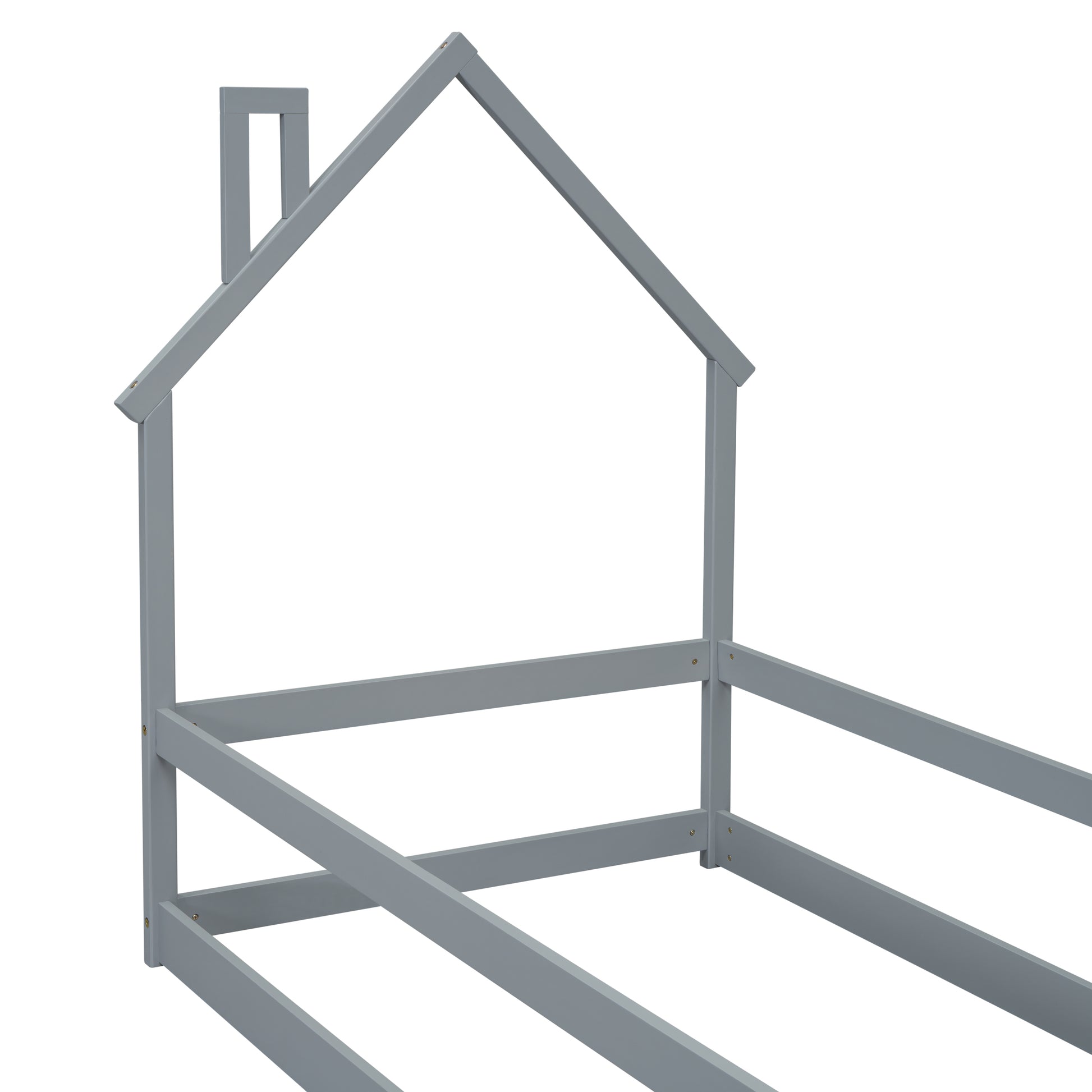 Grey wooden house bed frame minimalist design for toddlers room