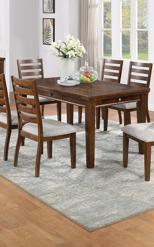 TREATLIFE HOME Contemporary Rectangle Dining Table with 4 Storage Drawers, Cherry Brown Finish, Seating for 6