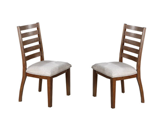 TREATLIFE HOME Wooden Side Chairs Set of 2, Classic Ladder Back Design, Walnut Finish, Comfortable Upholstered Seat
