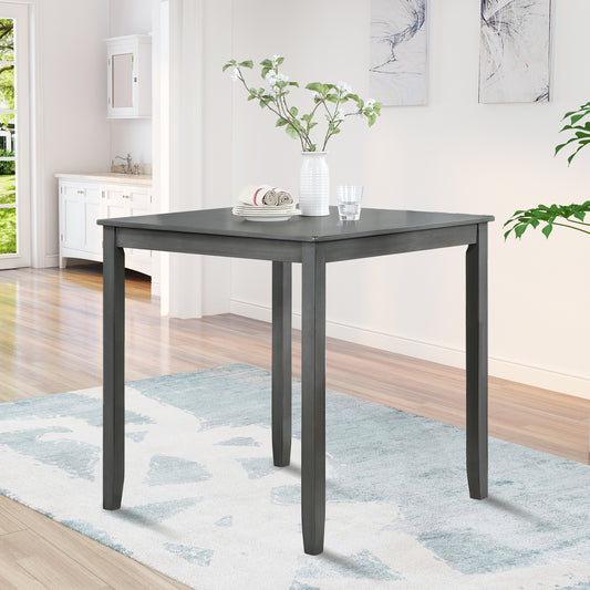 Gray square counter height table with tapered legs