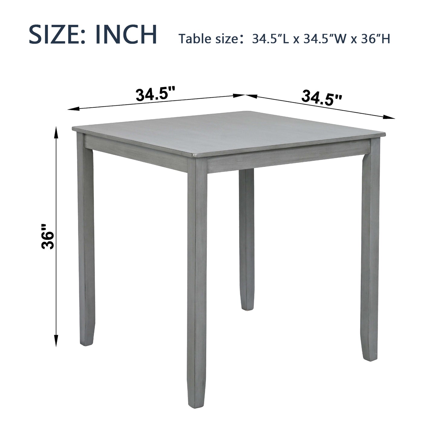 Gray square dining table