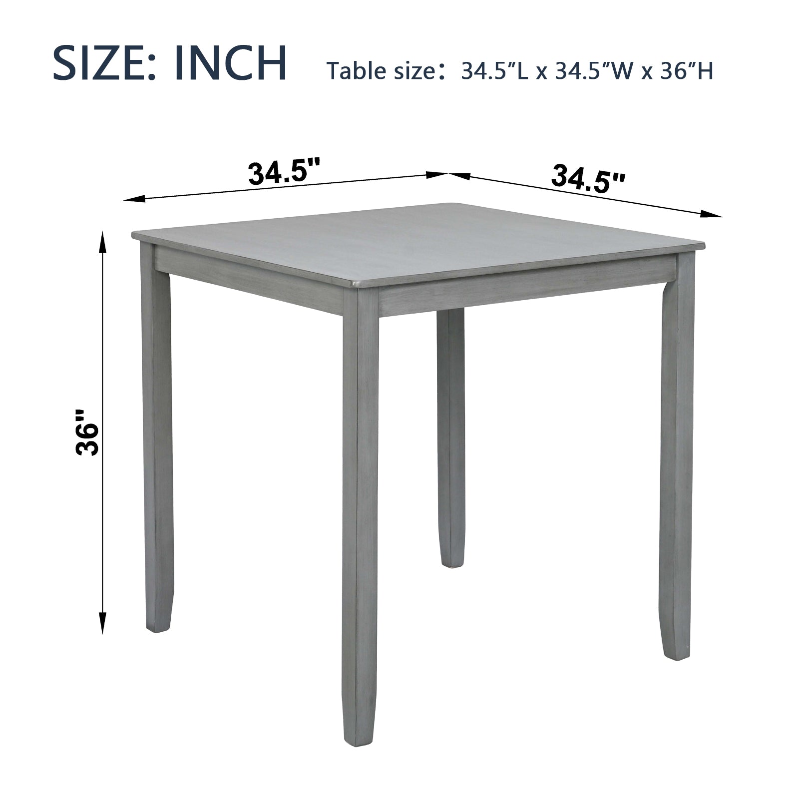 Gray square dining table