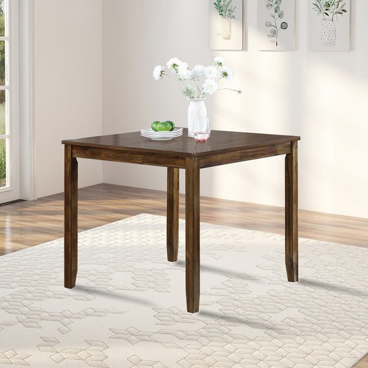 Square dark wood dining table with simple legs
