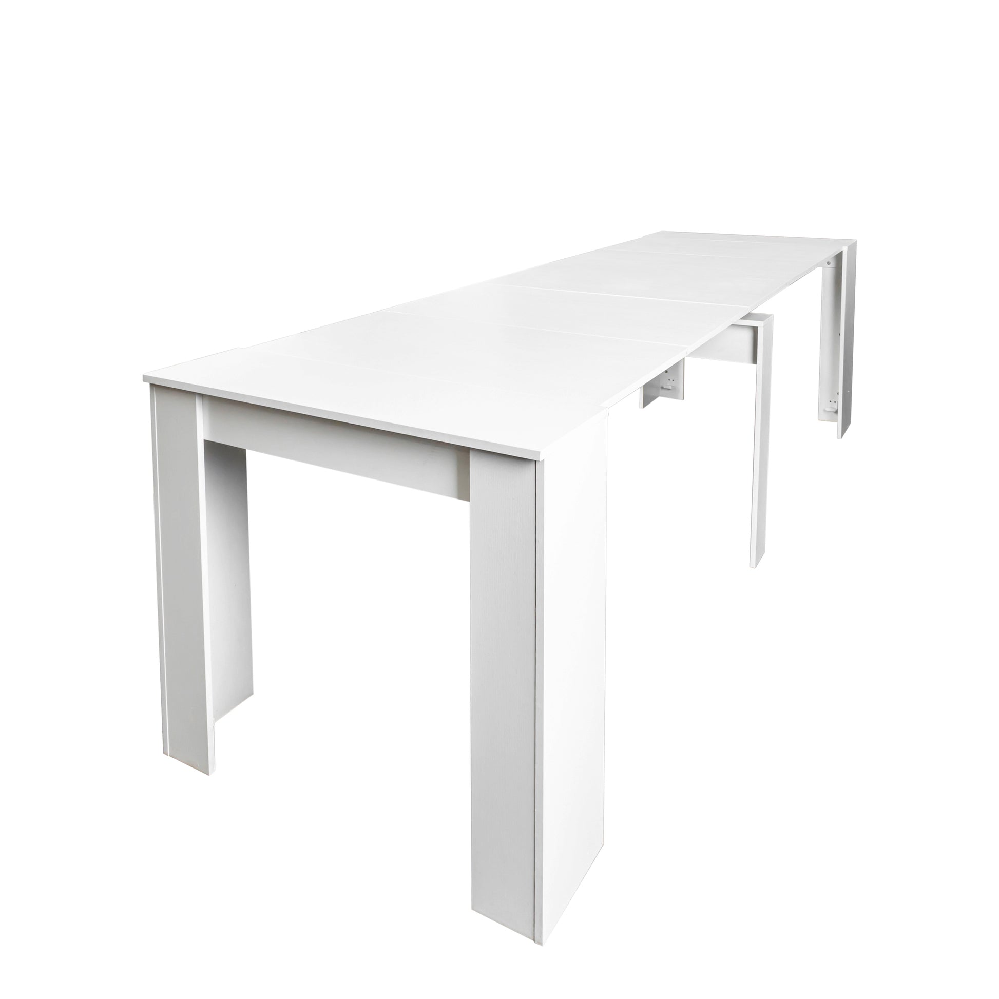 Modern white extending dining table with minimalist design