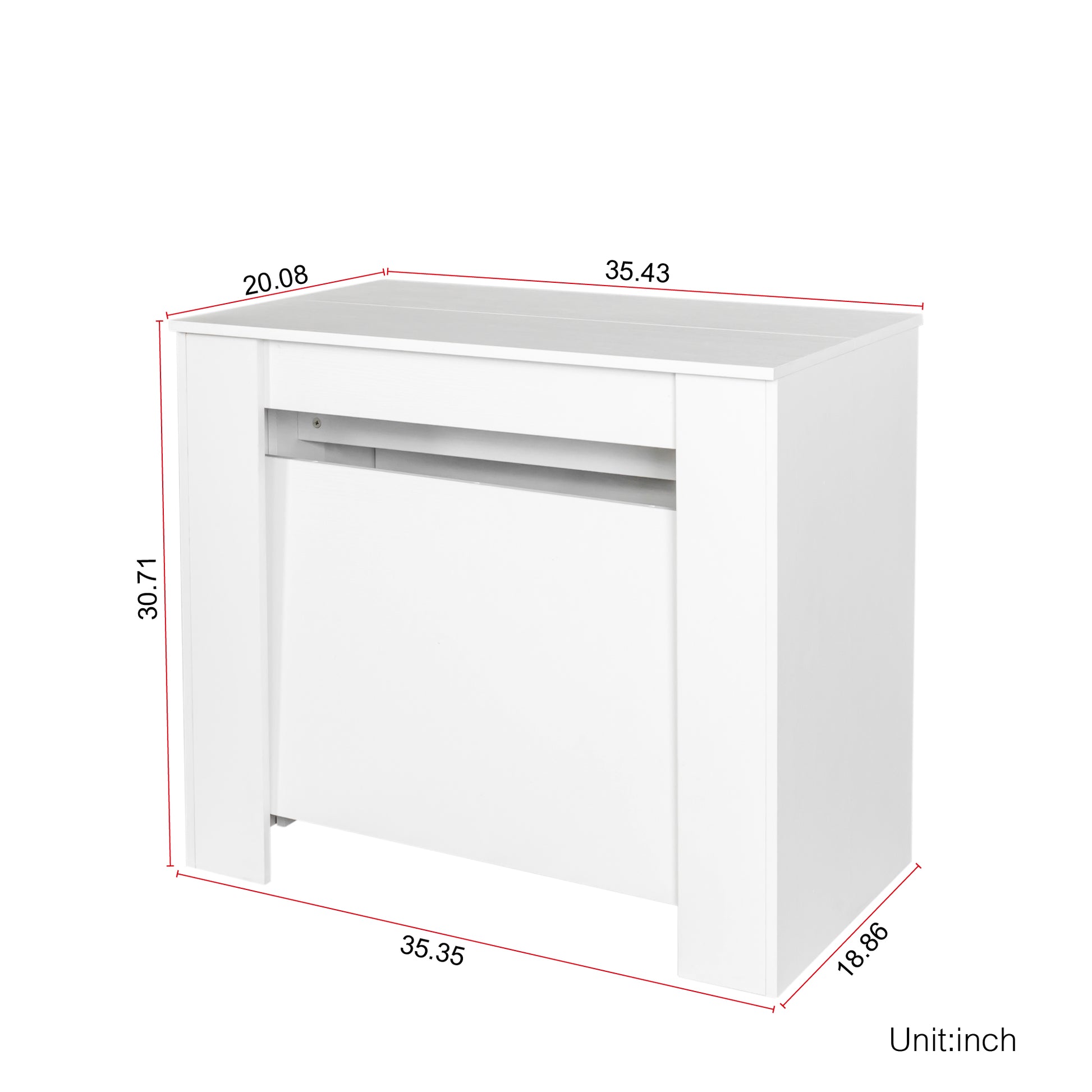 White modern accent cabinet with clean lines and a single drawer
