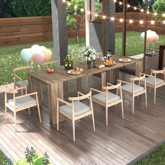 Modern oak dining table and chairs set for outdoor entertaining