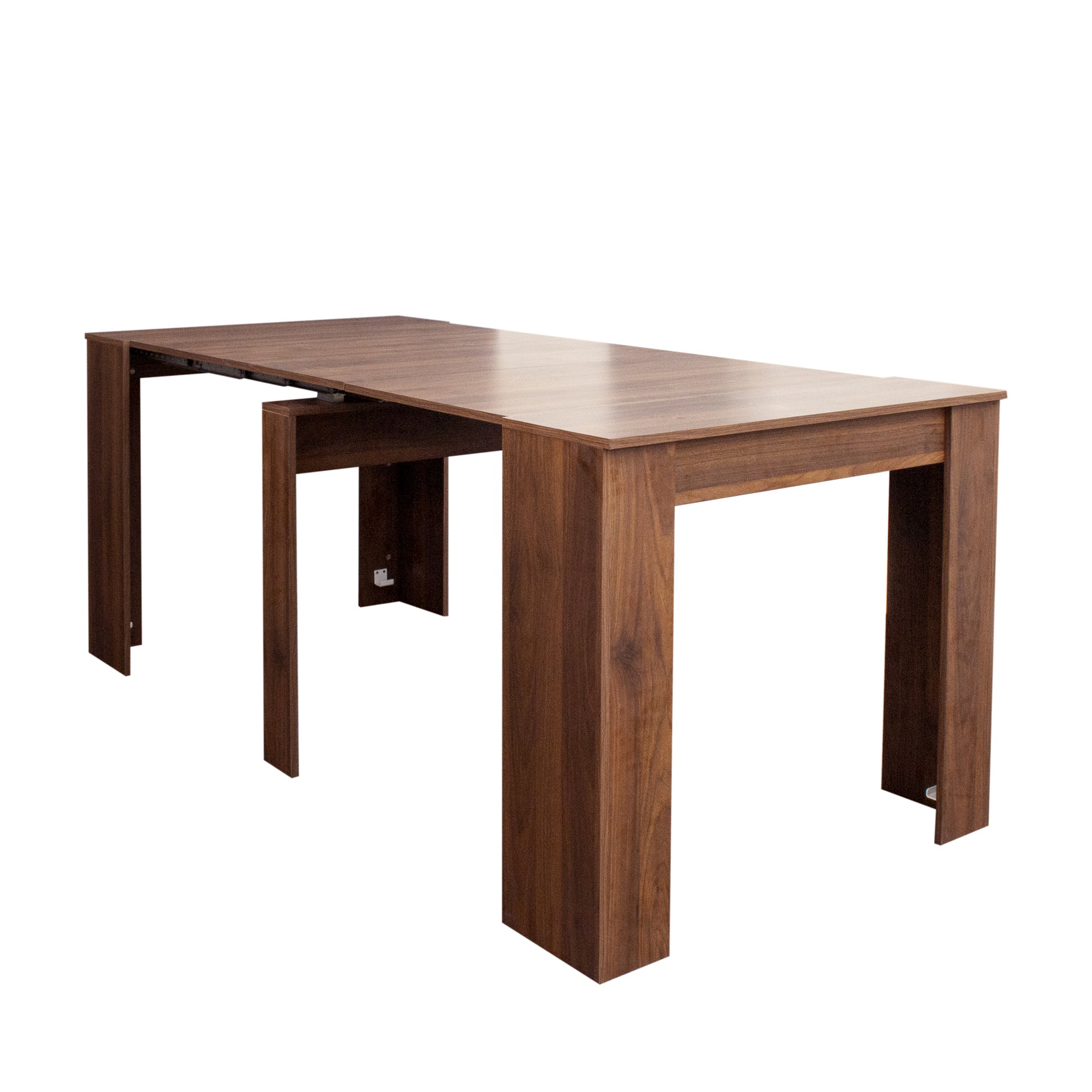 Extendable walnut dining table with minimalist design