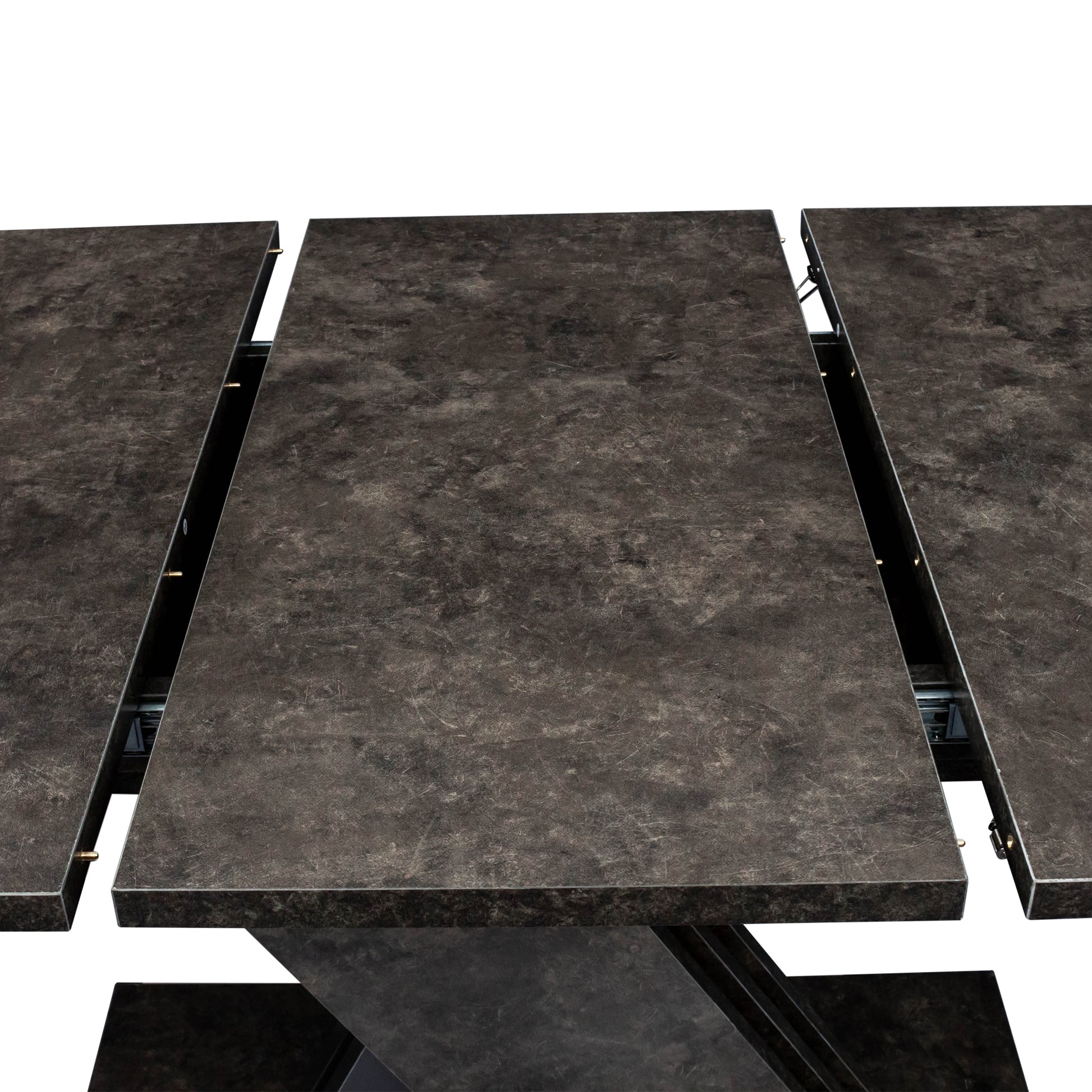 Dark grey marble extendable dining table with sleek modern design