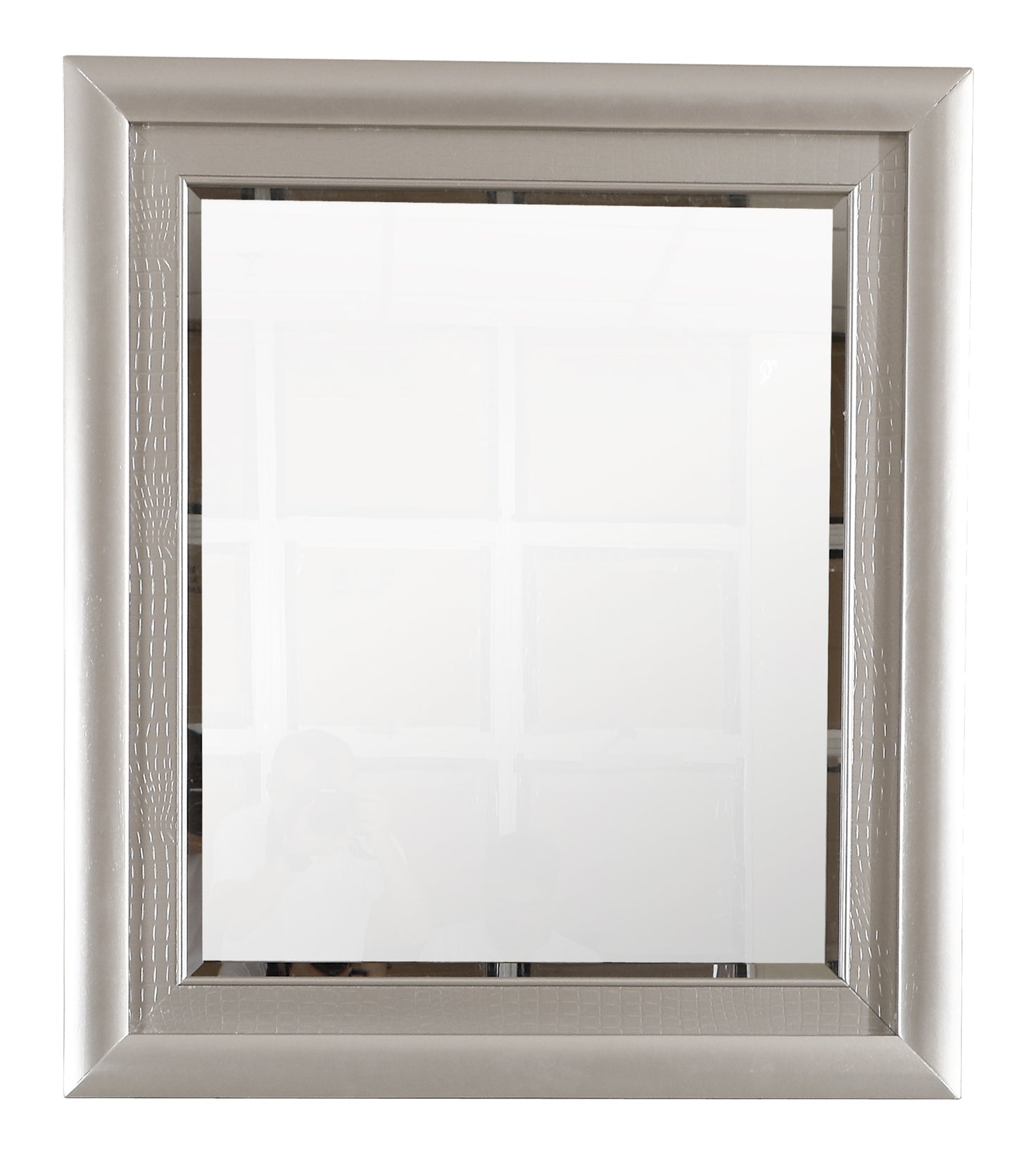 Silver framed mirror with crocodile texture inlay