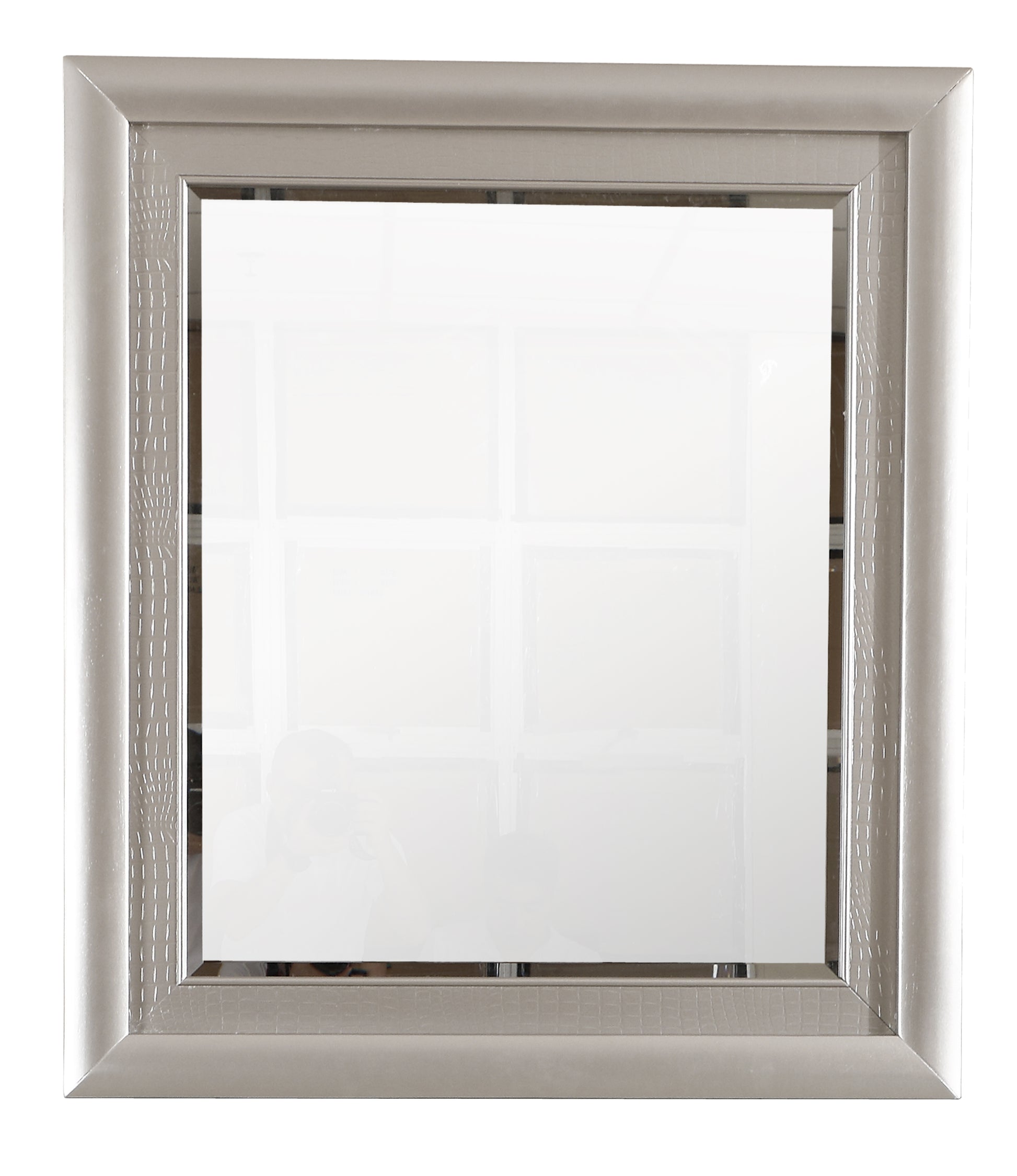 Silver framed mirror with crocodile texture inlay