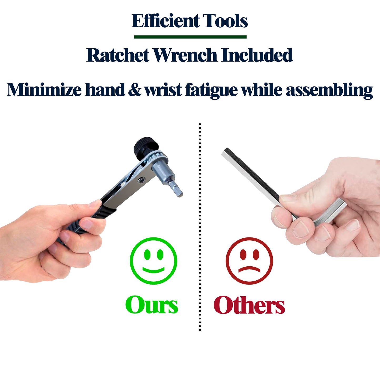 Ratchet wrench tool for efficient assembly