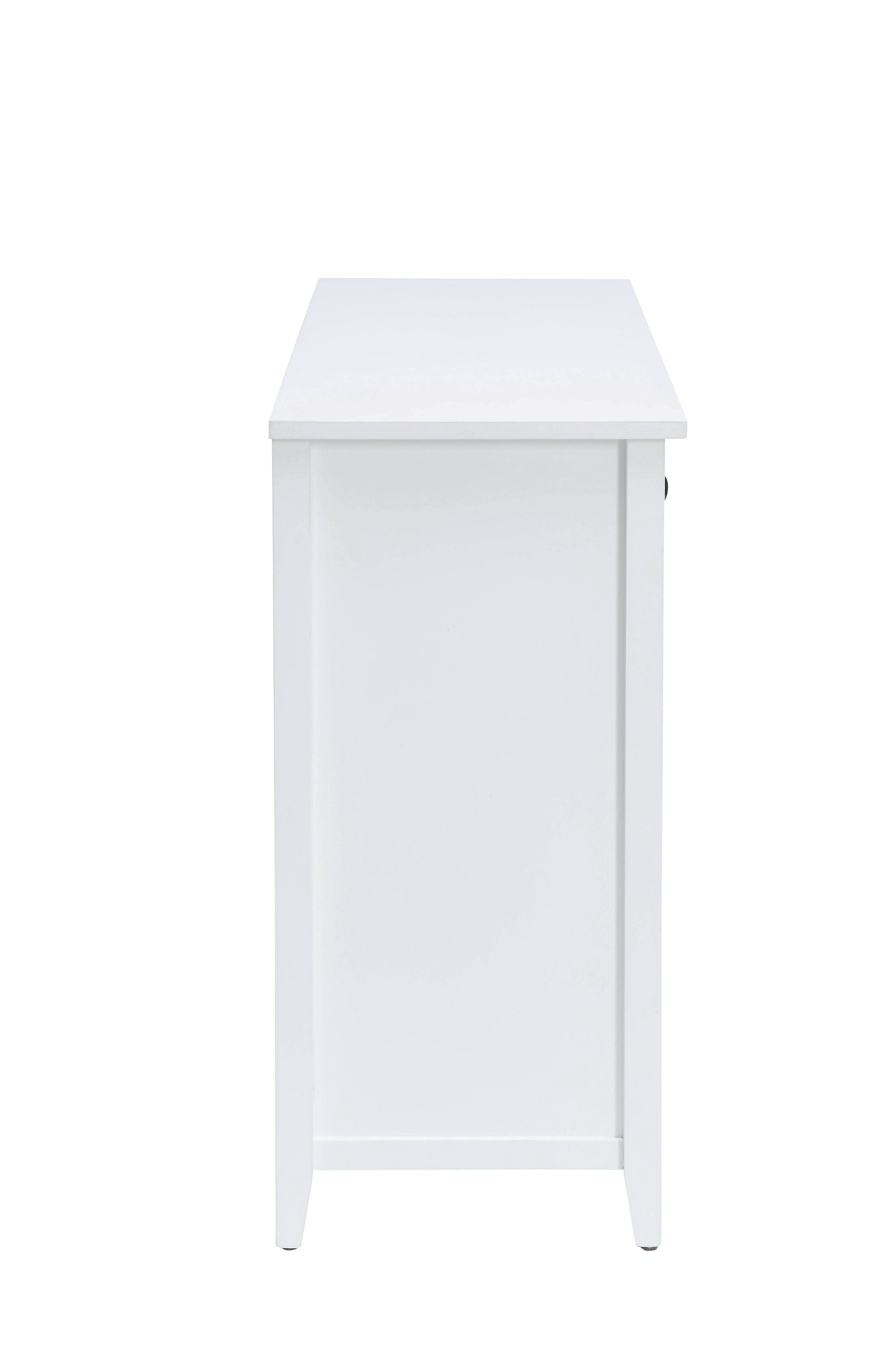White wooden bedside table with minimalist design