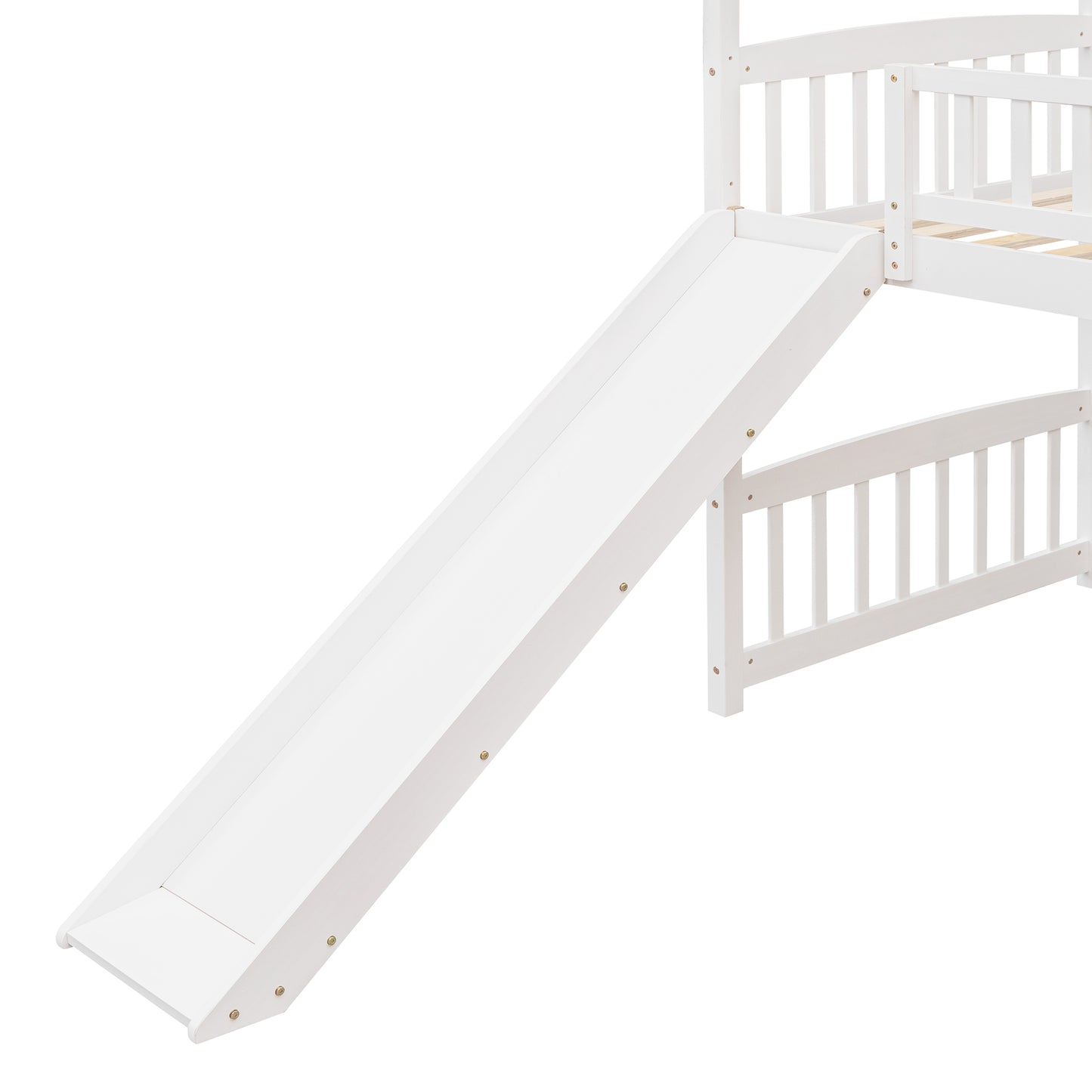 White wooden loft bed slide attachment for childrens bedroom fun