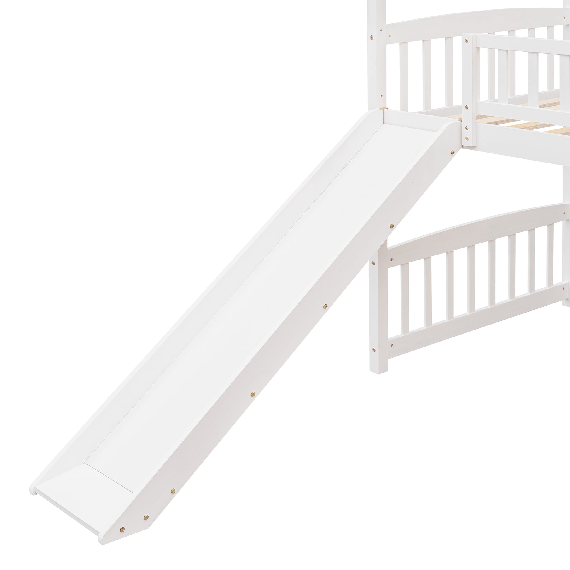 White wooden loft bed slide attachment for childrens bedroom fun