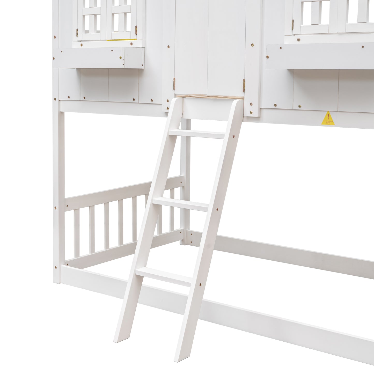 White wooden ladder for loft bed