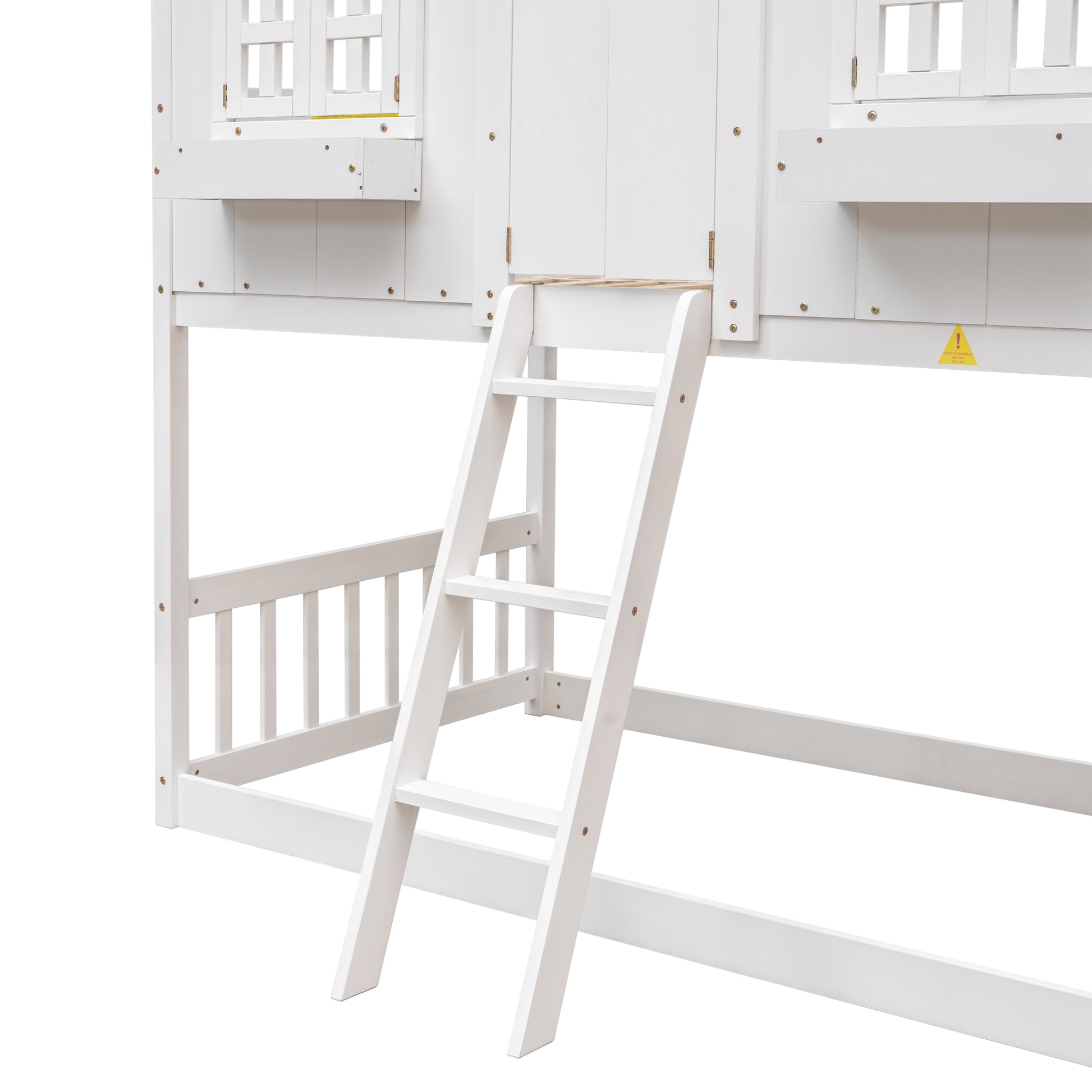 White wooden ladder for loft bed
