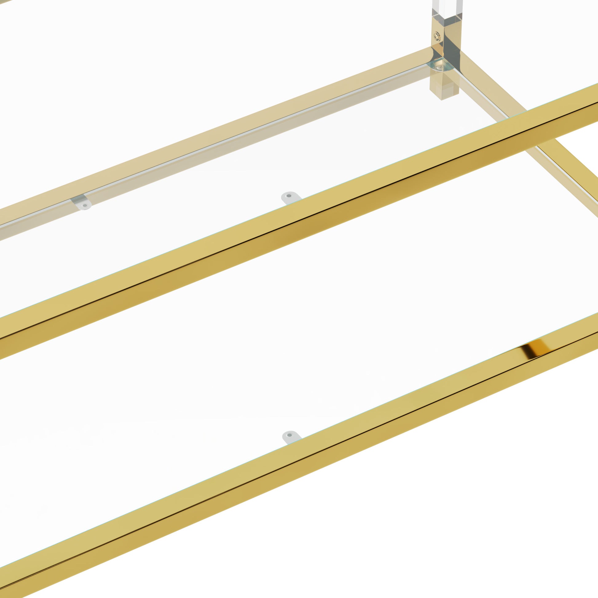 Gold metal frame with clear glass shelf