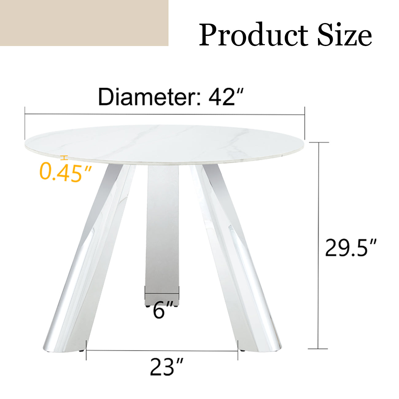 Modern dining table with inch marblelook top and chrome legs