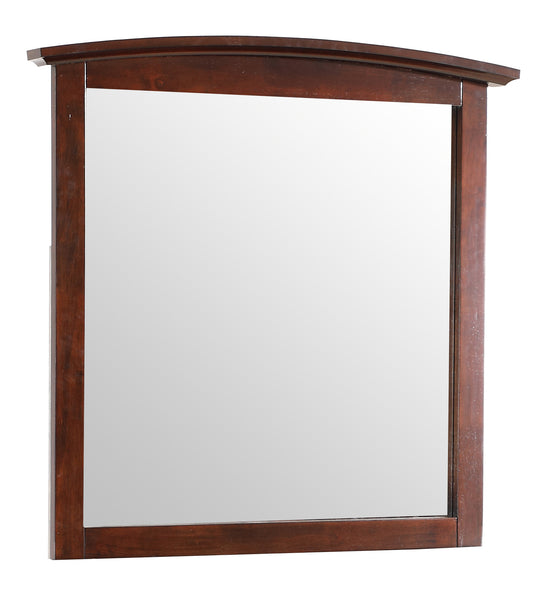 Arched top dark wood dresser mirror