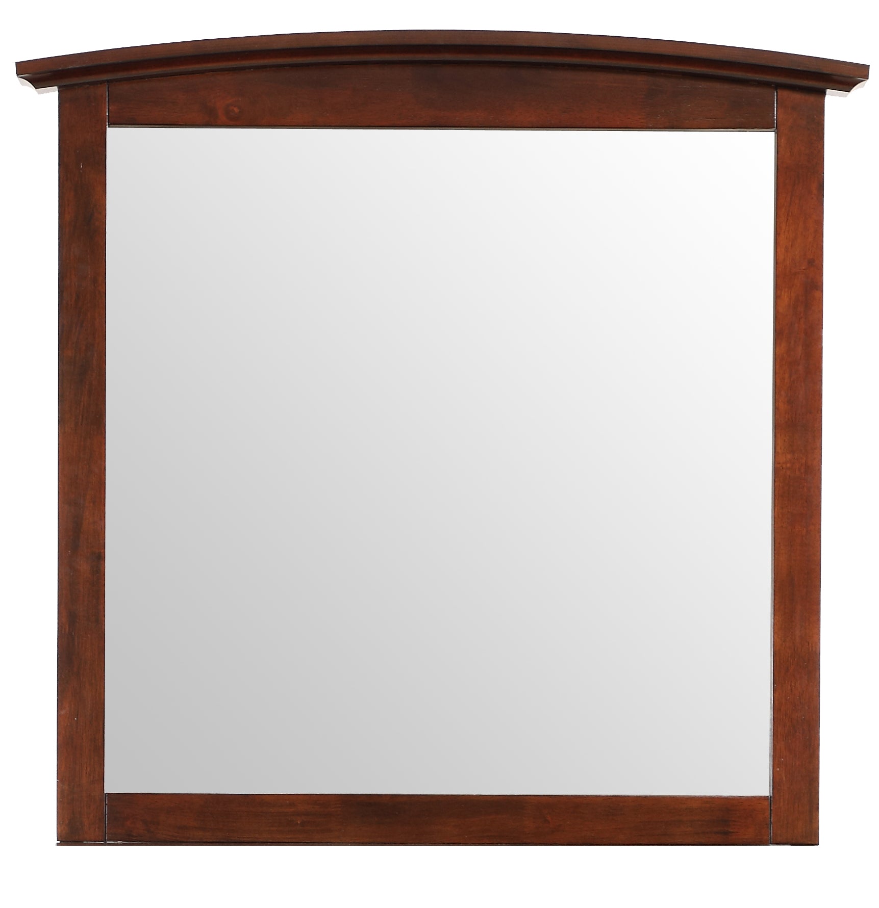 Antique brown wood framed arched mirror for bedroom dresser