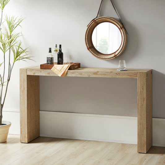 TREATLIFE HOME 64-Inch Solid Wood Console Table with Modern Design, Multi-Functional Use for Living Room, Entryway, or Kitchen, Natural Finish