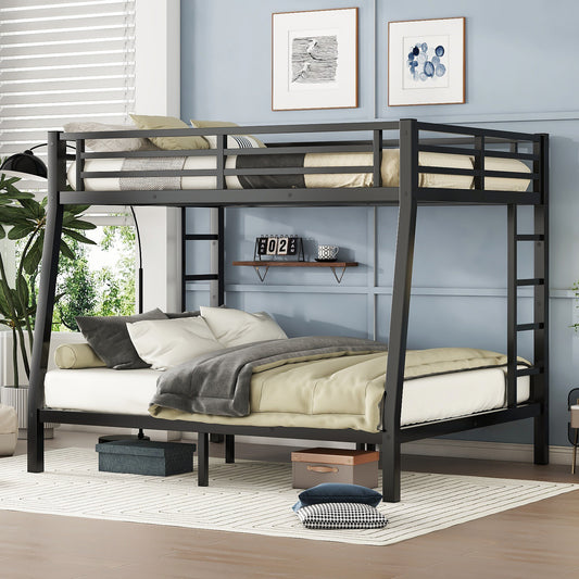 TREATLIFE HOME Metal Full XL Over Queen Bunk Bed, Space-Saving Design for Teens and Adults, Noise Reduced, No Box Spring Needed, Black