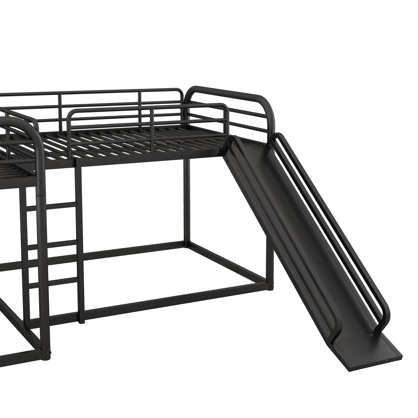 Black metal loft bed with slide and ladder perfect for childrens bedrooms