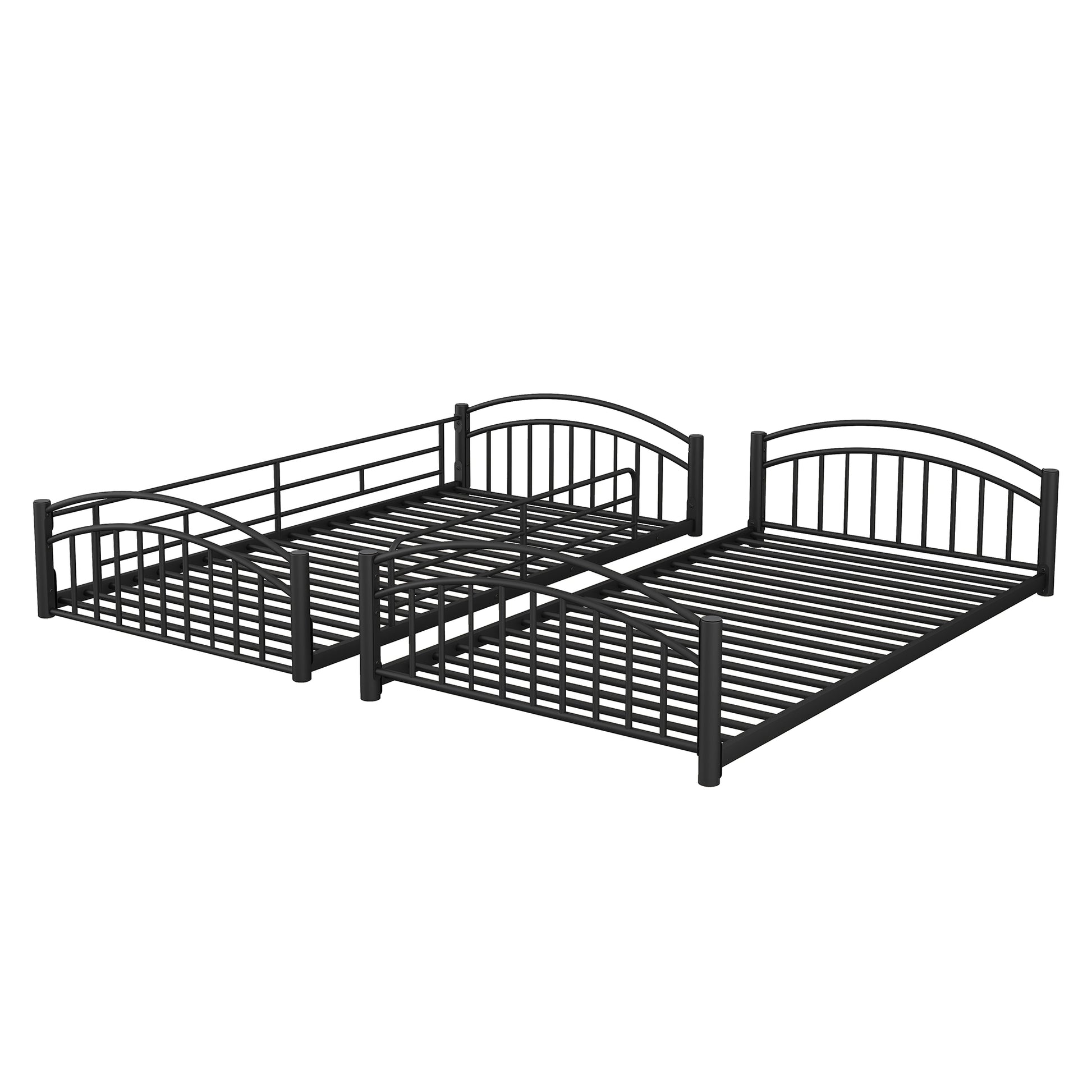 Black metal twin bed frame with pullout trundle