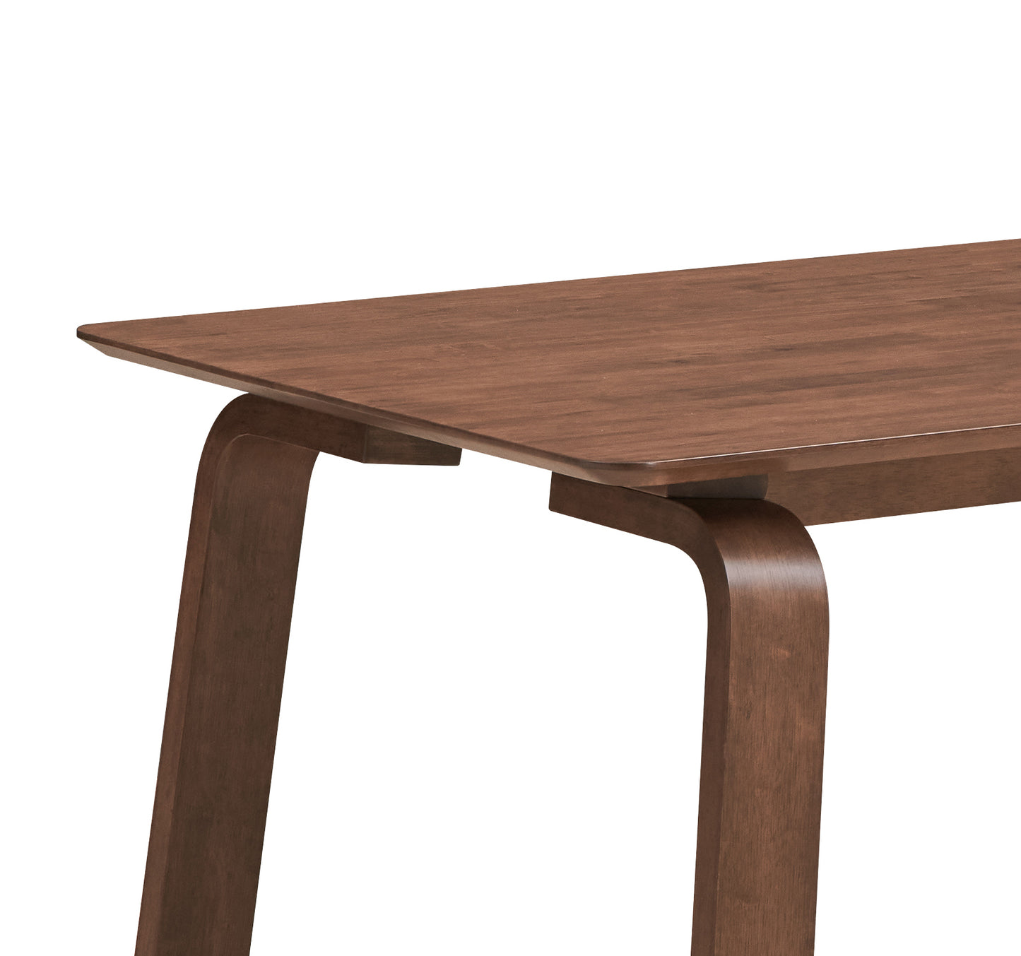 Wooden dining table with curved legs