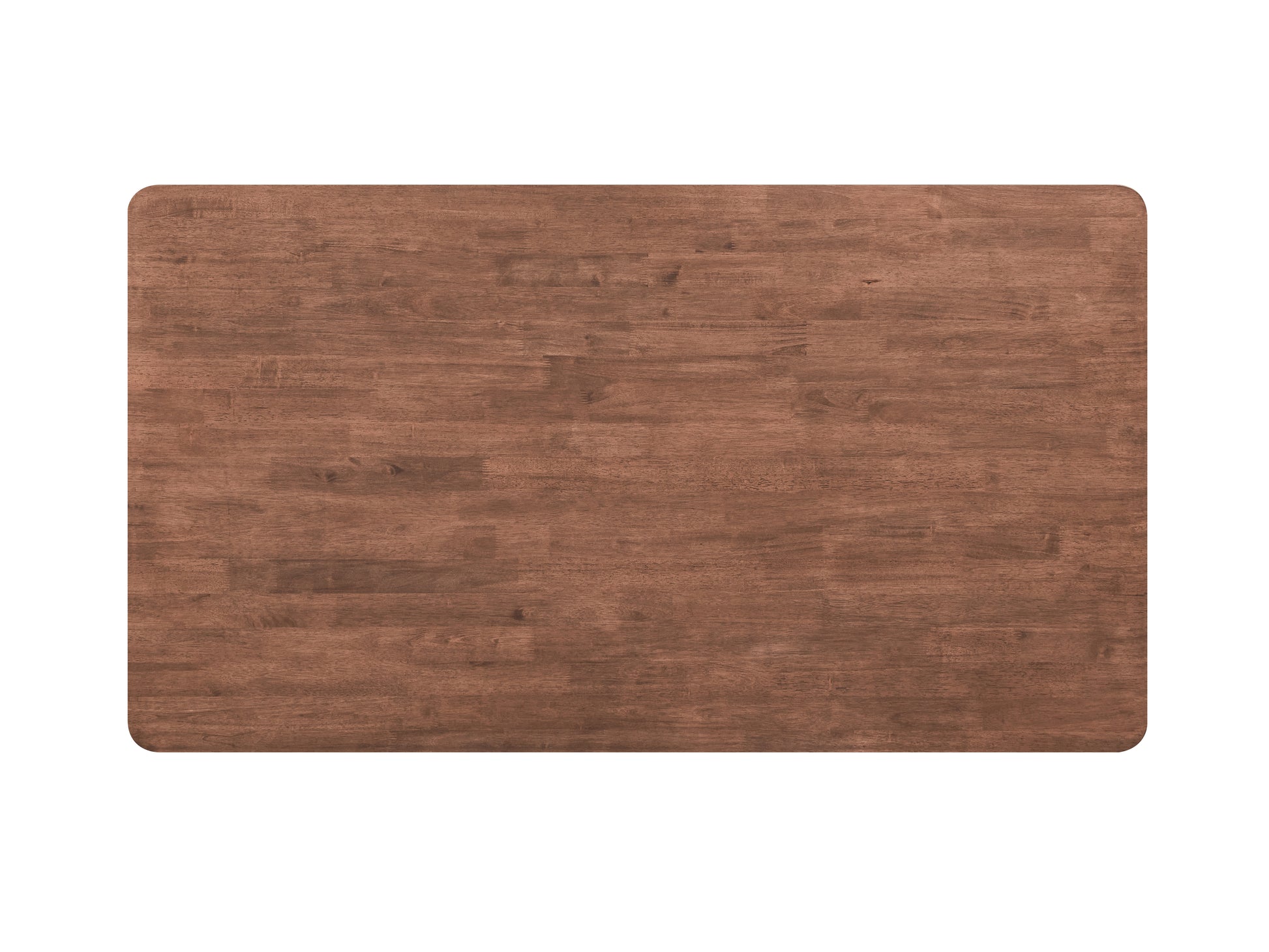 Rustic brown wood plank desk surface with rounded corners