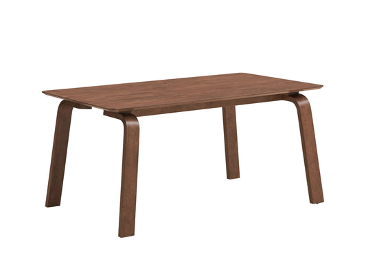 Modern walnut wood dining table with curved legs