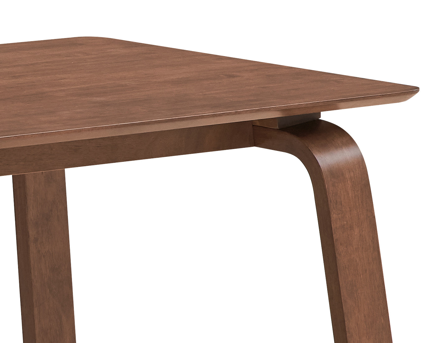 Closeup of a walnut wood dining table