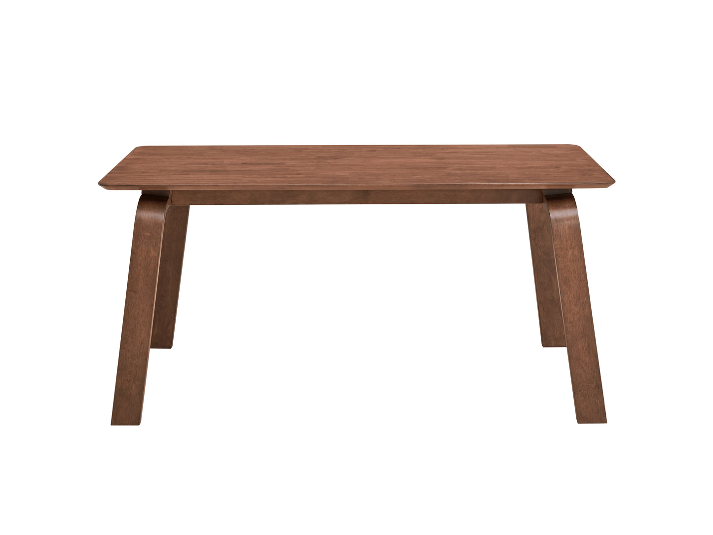 Brown wooden dining table with curved legs