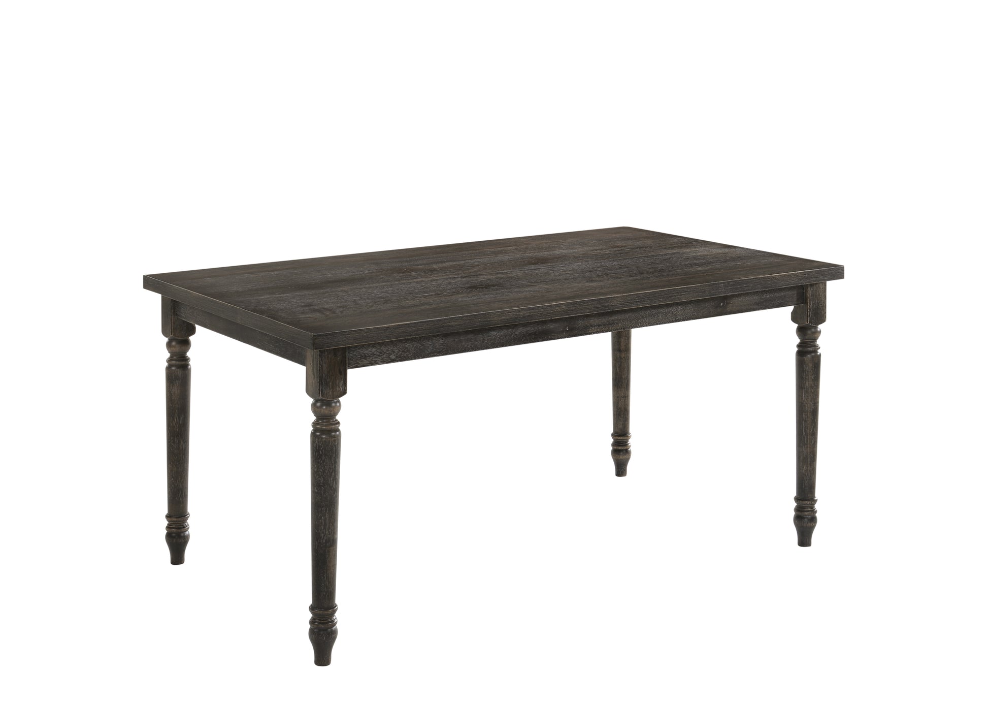 Dark wood dining table with turned legs