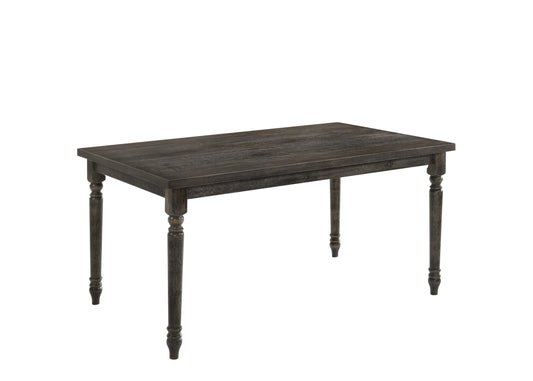 Dark wood dining table with turned legs