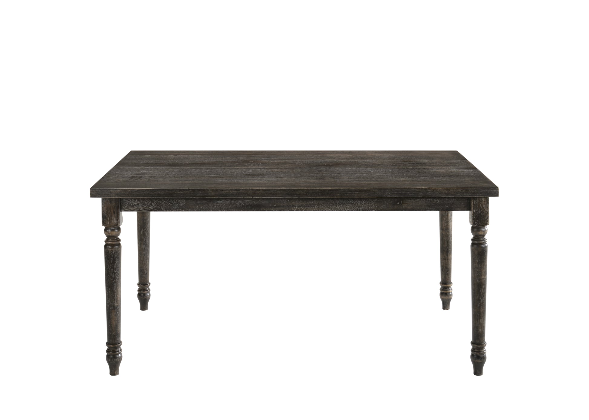 Rustic dark wood dining table with turned legs