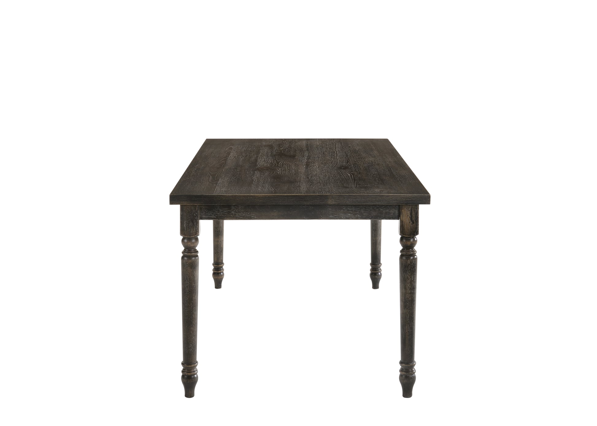 Dark wood dining table with turned legs