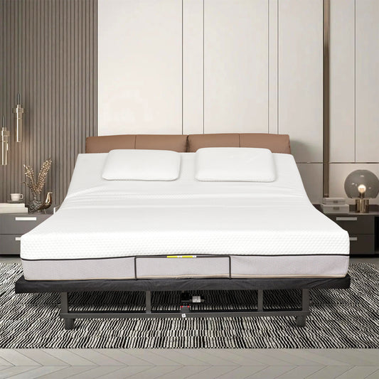 TREATLIFE HOME Adjustable Bed Base Frame with Head and Foot Incline, Wireless Remote Control, King Size, Black
