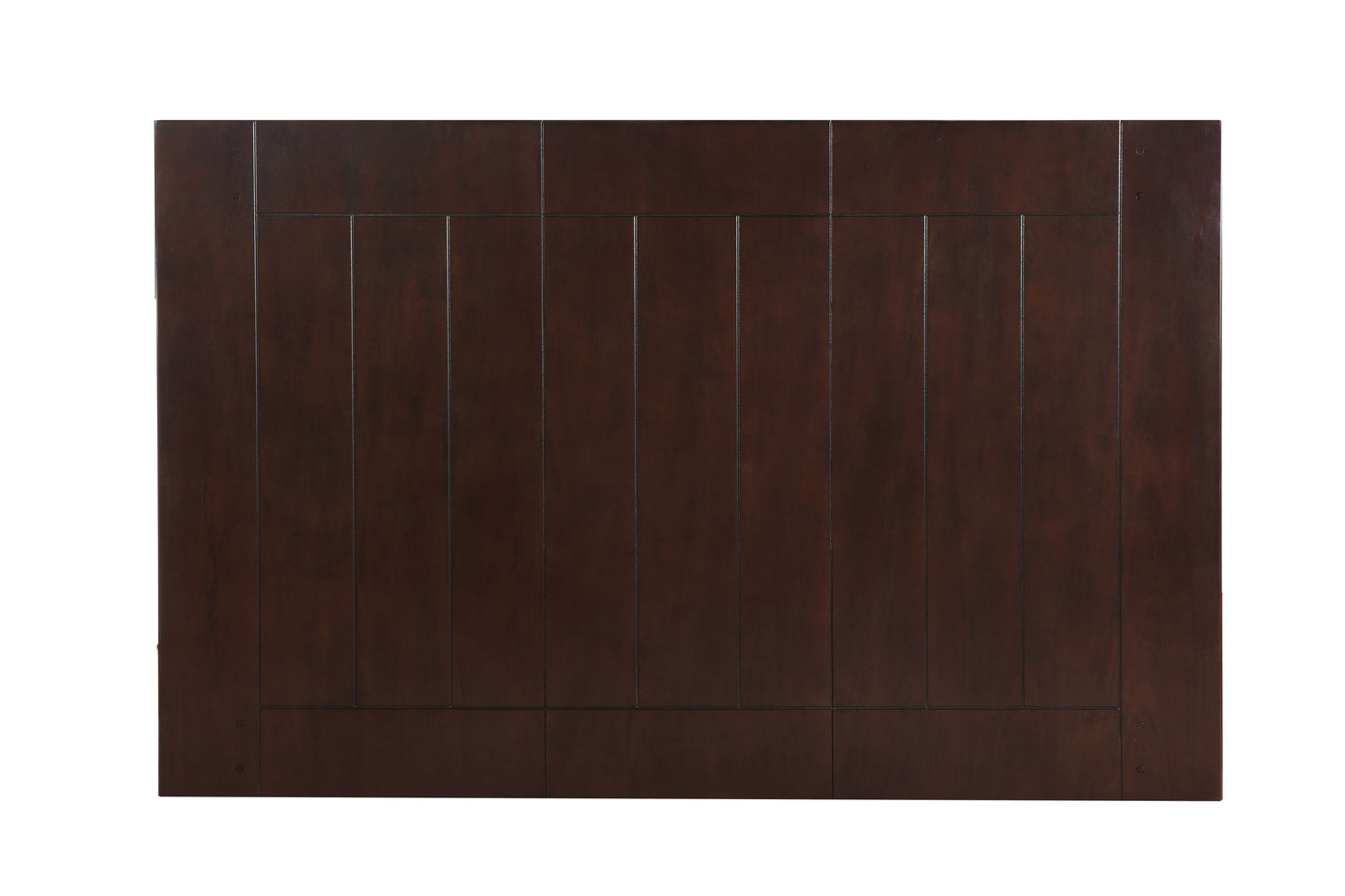 Dark brown wood tabletop with vertical plank design
