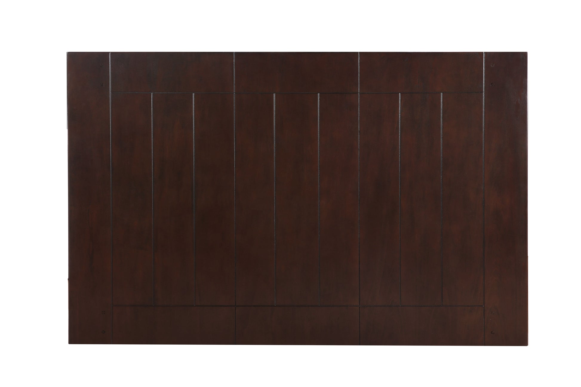 Dark brown wood tabletop with vertical plank design